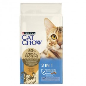 Cat Chow Feline 3 in 1 Turkey Adult Cat Food with Turkey 15 Kg