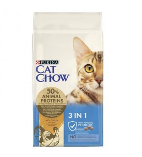 Cat Chow Feline 3 in 1 Turkey Adult Cat Food with Turkey 15 Kg