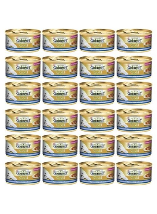 Gourmet Gold Fish and Spinach Double Flavor Cat Canned 85 gr x 24 pcs