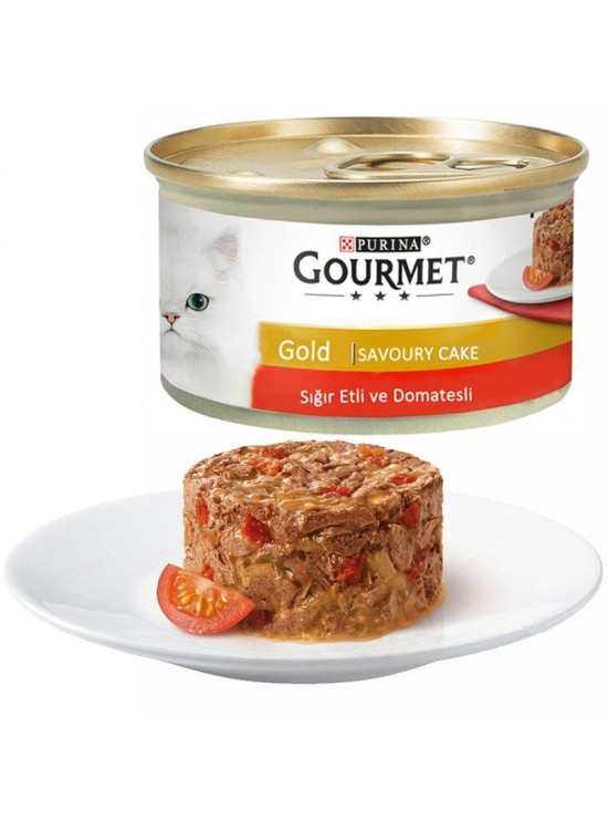 Gourmet Gold Fileto Kıyılmış Sığır Etli ve Domatesli Yetişkin Kedi Konservesi 85 gr 12 Adet