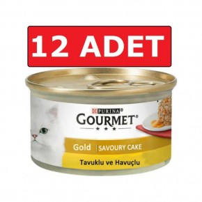 Gourmet Gold Savoury Cake Tavuklu Havuçlu Konserve Yetişkin Kedi Maması 12 x 85 gr