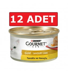 Gourmet Gold Savoury Cake Tavuklu Havuçlu Konserve Yetişkin Kedi Maması 12 x 85 gr