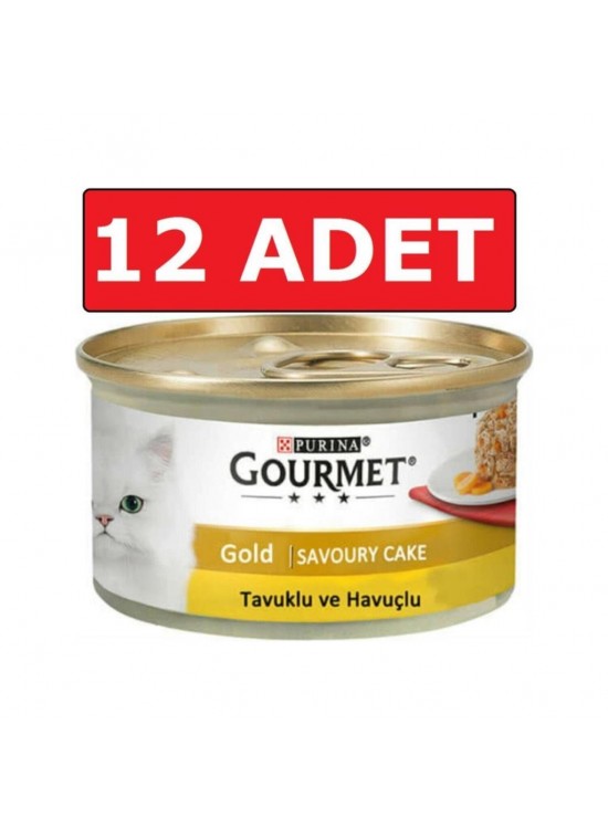 Gourmet Gold Savoury Cake Tavuklu Havuçlu Konserve Yetişkin Kedi Maması 12 x 85 gr