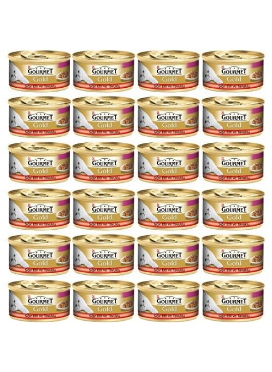 Gourmet Gold Sığır Etli ve Tavuklu Yetişkin Kedi Konservesi 24 Adet X 85 gr