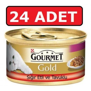 Gourmet Gold Sığır Etli ve Tavuklu Yetişkin Kedi Konservesi 24 Adet X 85 gr