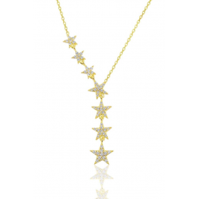 Silver Gold Gilded Zircon Stone Shooting Star Necklace