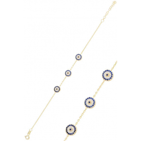 Silver Gold Gilded Zircon Stone Evil Eye Bracelet