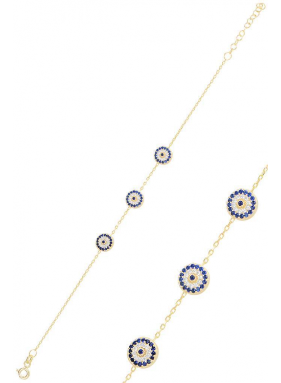 Silver Gold Gilded Zircon Stone Evil Eye Bracelet