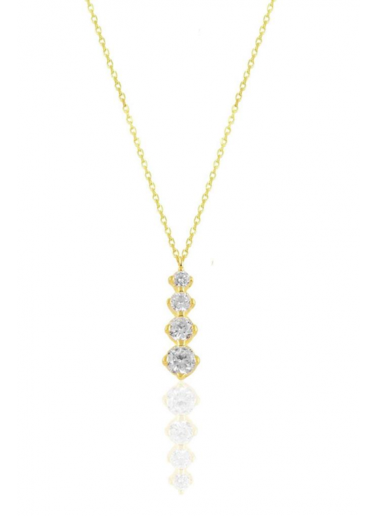 Silver Gold Gilded Zircon Stone Diamond Model Glitter Necklace