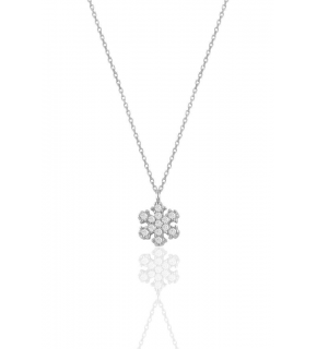 Silver White Gold Rhodiumed Zircon Stone Snowflake Necklace