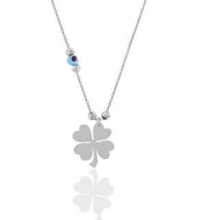 Silver Rhodium Evil Eye Dorica Bulk Clover Necklace