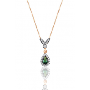 Sterling Silver Rose Root Emerald Stone Drop Necklace