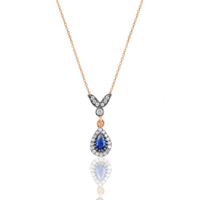 Sterling Silver Rose Sapphire Drop Necklace