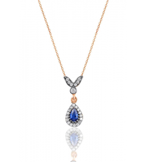 Sterling Silver Rose Sapphire Drop Necklace