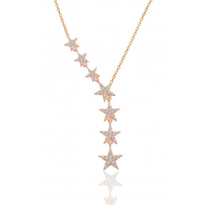 Sterling Silver Rose Zircon Stone Shooting Star Necklace