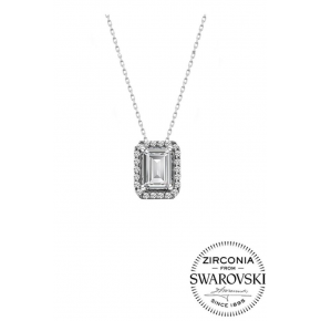 Sterling Silver Swarovski Baguette Stone Diamond Model Necklace