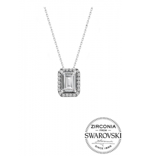 Sterling Silver Swarovski Baguette Stone Diamond Model Necklace