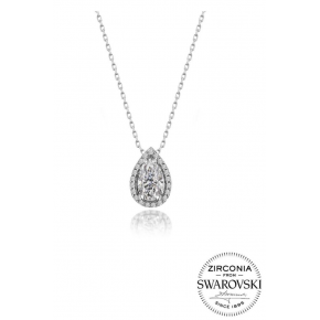 Sterling Silver Diamond Model Drop Necklace with Swarovski Stones