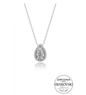 Sterling Silver Diamond Model Drop Necklace with Swarovski Stones