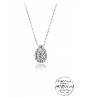 Gümüş Swarovski Taşlı Pırlanta Modeli Damla Kolye