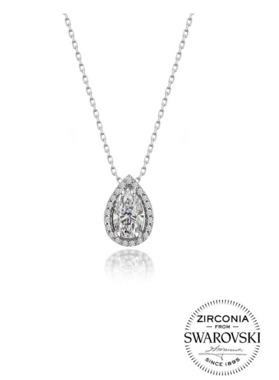 Gümüş Swarovski Taşlı Pırlanta Modeli Damla Kolye