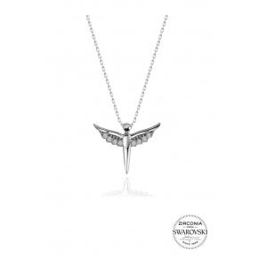 Sterling Silver Swarovski Stone Diamond Model Wing Necklace