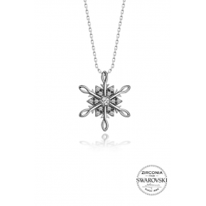 Silver Swarovski Stone Diamond Model Snowflake Necklace