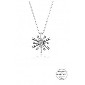 Silver Swarovski Stone Diamond Model Snowflake Necklace