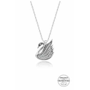 Sterling Silver Swarovski Gemstone Diamond Model Swan Necklace