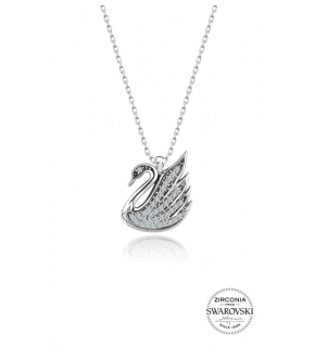 Sterling Silver Swarovski Gemstone Diamond Model Swan Necklace