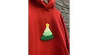 Noel Ağacı Kapişonlu Kırmızı Sweatshirt Punch
