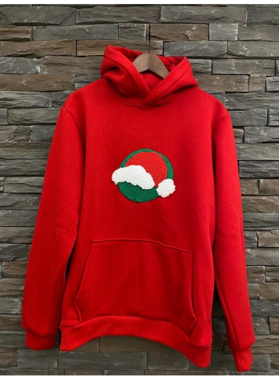 Red Sweatshirt Punch With Christmas Hat