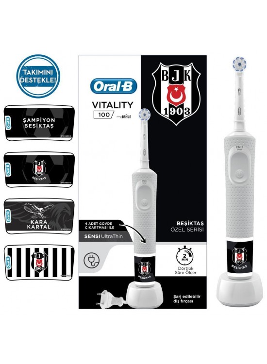 Oral-B D100 Şarjlı Diş Fırçası Beşiktaş Taraftar Paketi