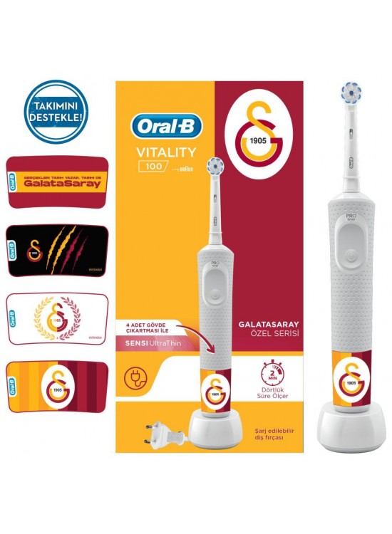 Oral-B D100 Şarjlı Diş Fırçası Galatasaray Taraftar Paketi