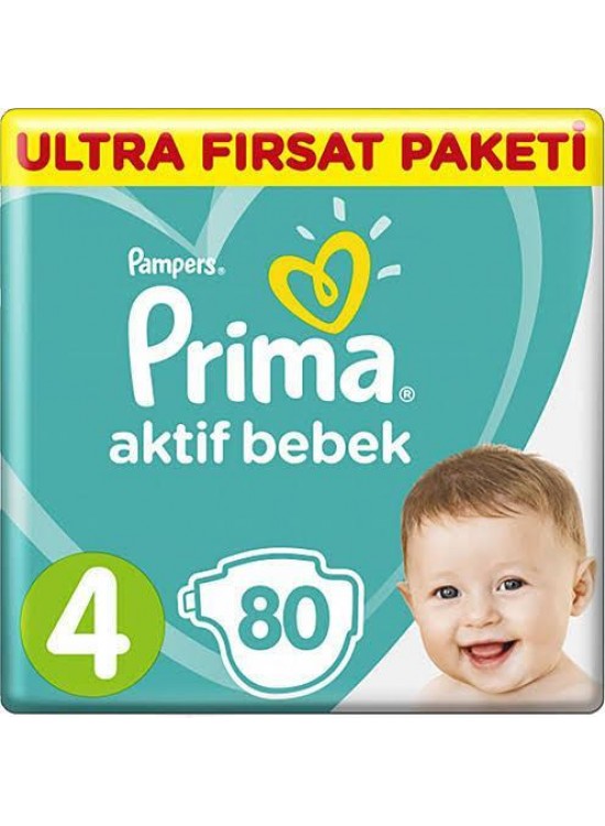 Prima Bebek Bezi Aktif Bebek 4 Beden 80 Adet Maxi Ultra