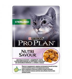 Pro Plan Nutri Savor Sterilized Turkey Sterilized Pouch 85 gr 26 Pack Adult Cat Can