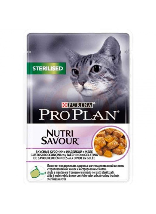 Pro Plan Nutri Savor Sterilized Turkey Sterilized Pouch 85 gr 26 Pack Adult Cat Can