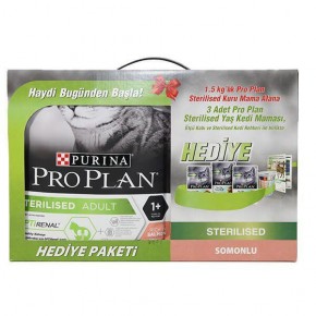 Pro Plan Sterilised Somonlu Kısırlaştırılmış Kedi Maması 1,5 kg (3 Adet Yaş Mama Hediyeli)