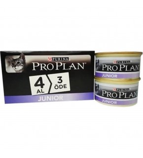 Proplan Junior Tavuklu Yavru Kedi Konservesi 85 gr 4 Al 3 Öde