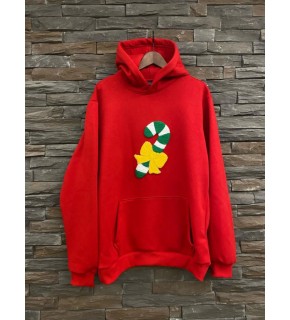 Şeker Kapişonlu Kırmızı Sweatshirt Punch